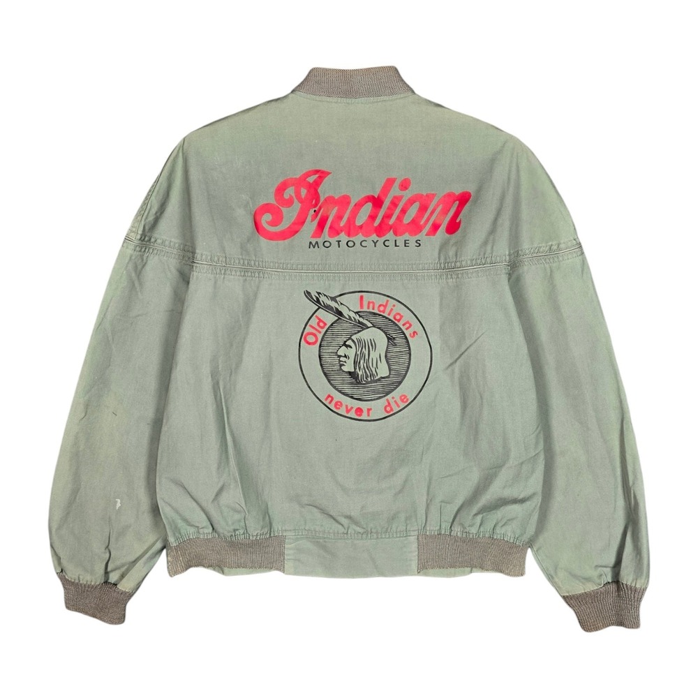 Vintage 70s Indian Motorcycles Jacket Mens M Motocycle Bomber Old Logo Never Die